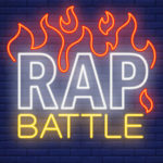 Rap battle neon text and fire