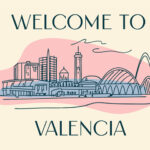 Welcome to Valencia , Spain.  vector illustration, linear style
