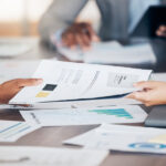 Meeting, planning and finance by team of business people discuss