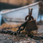 Closeup shot of an old rusted padlock – great for a background